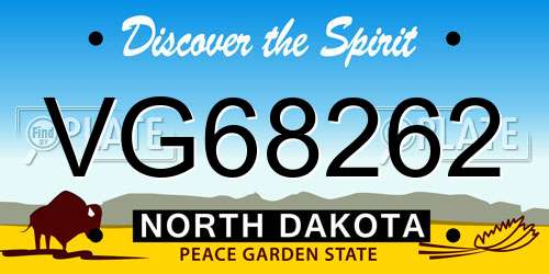 VG68262 North Dakota License Plate