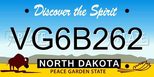 VG6B262 North Dakota License Plate