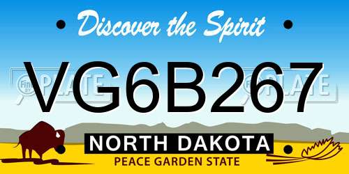 VG6B267 North Dakota License Plate