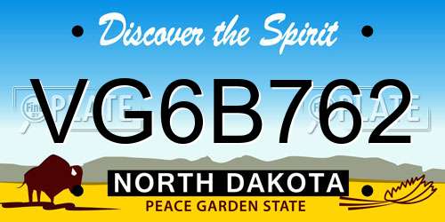 VG6B762 North Dakota License Plate