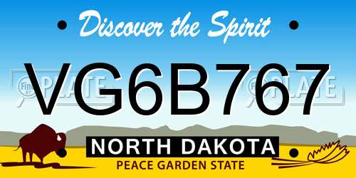 VG6B767 North Dakota License Plate