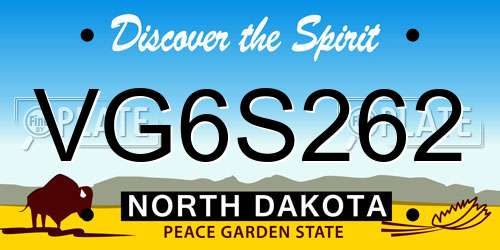 VG6S262 North Dakota License Plate