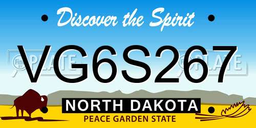 VG6S267 North Dakota License Plate