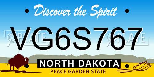 VG6S767 North Dakota License Plate