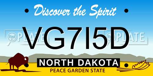 VG7I5D North Dakota License Plate