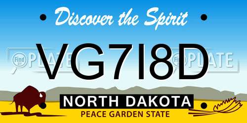 VG7I8D North Dakota License Plate