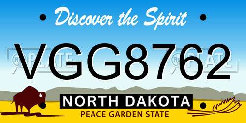 VGG8762 North Dakota License Plate