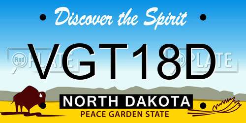 VGT18D North Dakota License Plate