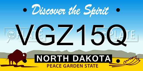 VGZ15Q North Dakota License Plate