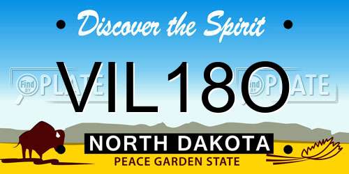VIL18O North Dakota License Plate