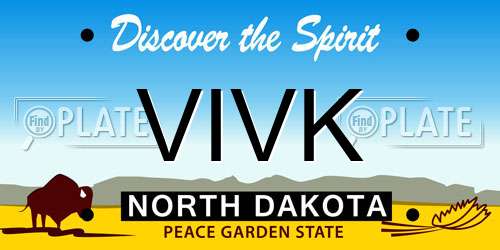 VIVK North Dakota License Plate