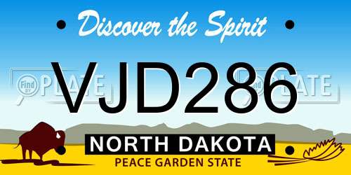 VJD286 North Dakota License Plate