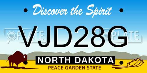 VJD28G North Dakota License Plate