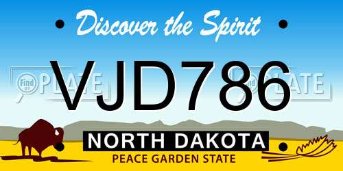 VJD786 North Dakota License Plate