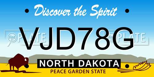 VJD78G North Dakota License Plate