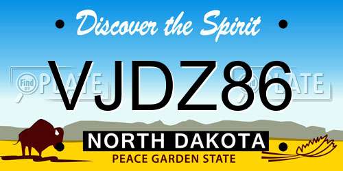 VJDZ86 North Dakota License Plate