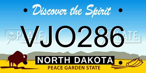 VJO286 North Dakota License Plate