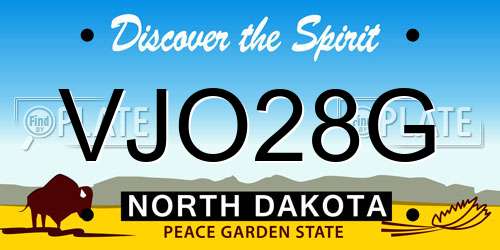VJO28G North Dakota License Plate