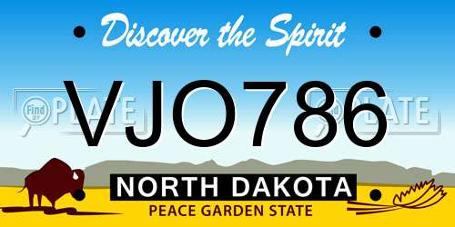 VJO786 North Dakota License Plate