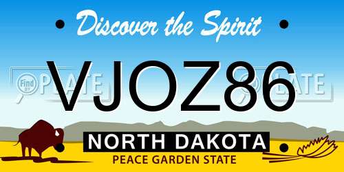 VJOZ86 North Dakota License Plate