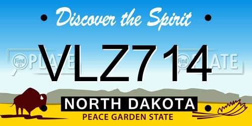 VLZ714 North Dakota License Plate