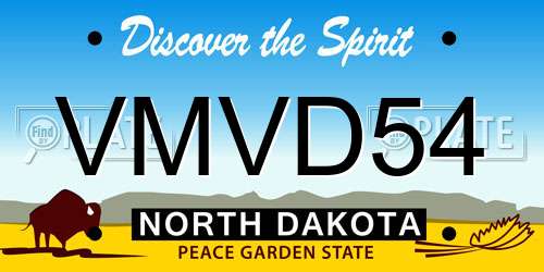 VMVD54 North Dakota License Plate