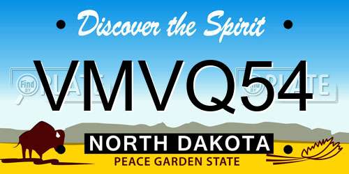 VMVQ54 North Dakota License Plate