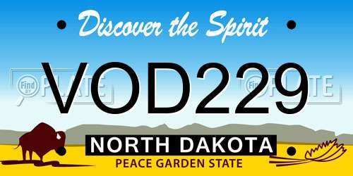VOD229 North Dakota License Plate
