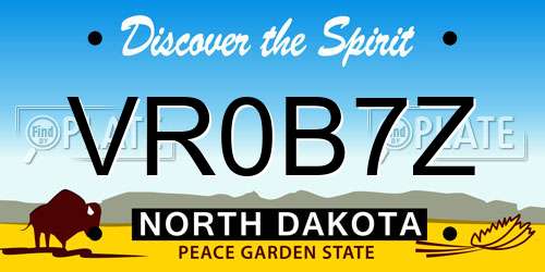 VR0B7Z North Dakota License Plate