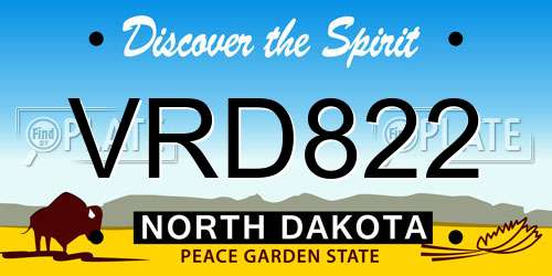 VRD822 North Dakota License Plate