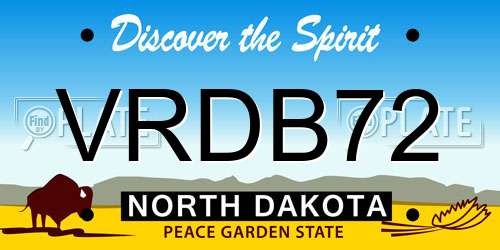 VRDB72 North Dakota License Plate