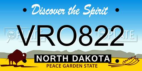 VRO822 North Dakota License Plate