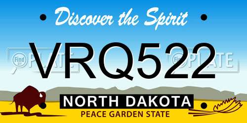 VRQ522 North Dakota License Plate