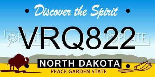 VRQ822 North Dakota License Plate