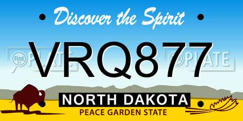 VRQ877 North Dakota License Plate