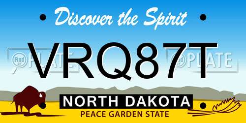 VRQ87T North Dakota License Plate