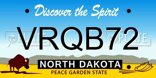 VRQB72 North Dakota License Plate