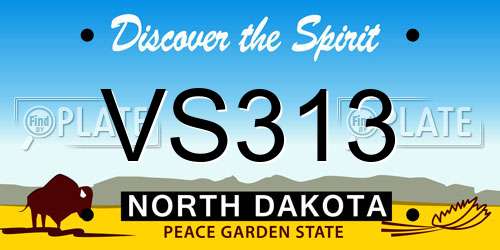 VS313 North Dakota License Plate