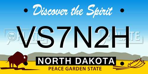 VS7N2H North Dakota License Plate