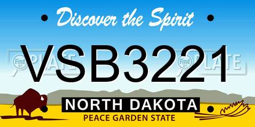 VSB3221 North Dakota License Plate