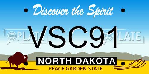 VSC91 North Dakota License Plate