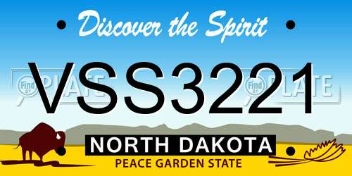 VSS3221 North Dakota License Plate