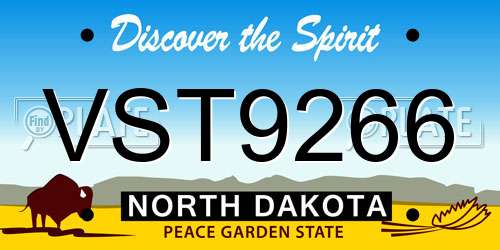 VST9266 North Dakota License Plate