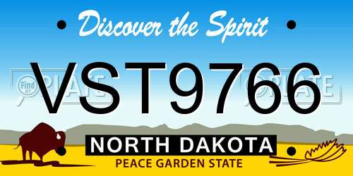 VST9766 North Dakota License Plate
