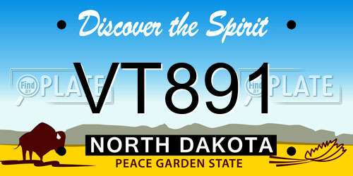 VT891 North Dakota License Plate