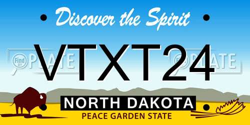 VTXT24 North Dakota License Plate
