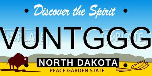 VUNTGGG North Dakota License Plate