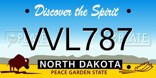 VVL787 North Dakota License Plate