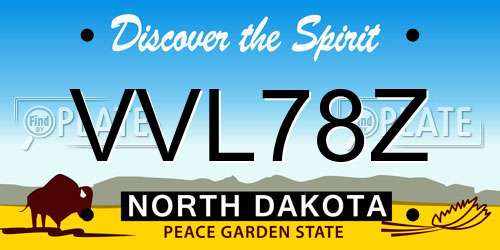 VVL78Z North Dakota License Plate