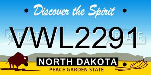 VWL2291 North Dakota License Plate